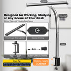 Airlonv LED Desk Lamp for Office Home, Eye-Caring Desk Light with Stepless Dimming Adjustable Flexible Gooseneck, 10W USB Adapter Desk Lamp with Clamp for Reading, Study, Workbench (Black)