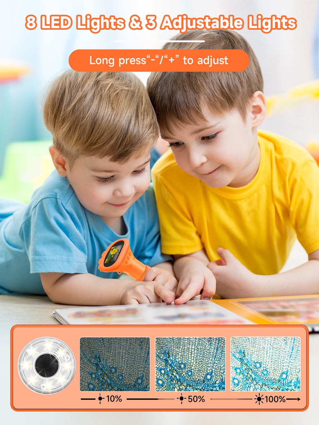 Acoath Microscope for Kids, 1000X Handheld Digital Miniscope with 2.0" Screen, Portable Pocket Microscope Education Toys Gifts for Age 3 4 5 6 7 8 9 10 Girls Boys