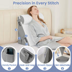Sasttie Wedge Pillow Set for After Surgery, 2PCS Adjustable Bed Wedge Pillow Headboard with Memory Foam Neck Cushion – for Acid Reflux, Sleeping, Neck & Back Support, Dark Grey & White