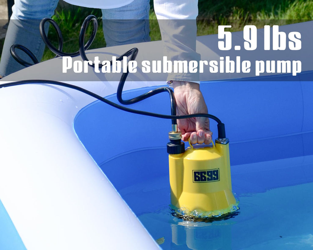 6699 1/6HP Portable Utility Pump Submersible Small Backup Sump Pump Draining Tool to Remove Water from Flooding House Basement Pool Tankless Heater Flushing Pump with 10-Foot Cord SUB 1100