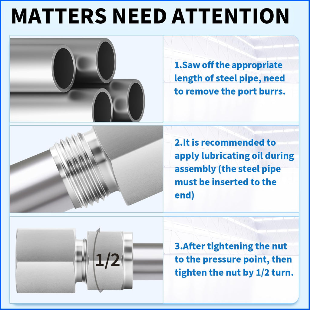 ChillWaves 304 Stainless Steel Compression Tube Fitting, 3/4" OD x 1/2" NPT Female Compression Union Connector(1-PACK)