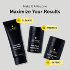 Lumin Charcoal Face Wash for Men, Daily Detox Cleanser, Hydrating Facial Wash w Activated Charcoal, Exfoliates & Unclogs Pores, Oil Control, Refreshing Skincare for Normal & Sensitive Skin, 2 Pack