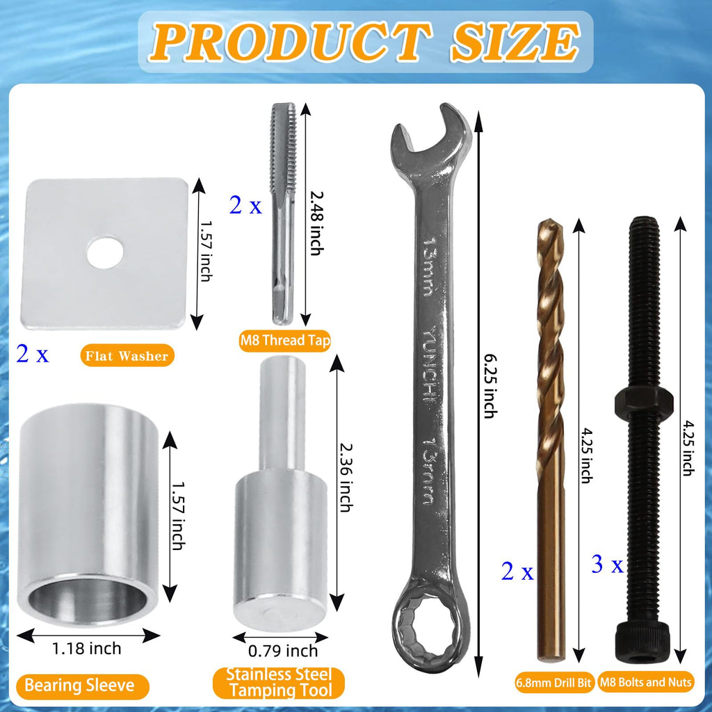 UYEDUJZ Pool Anchor Removal Tool Kit 12 Set, Pool Safety Cover Anchors Replacement Tools Kit, Swimming Pool Cover Brass Anchor Rethreading Removing and Reinstalling Tool