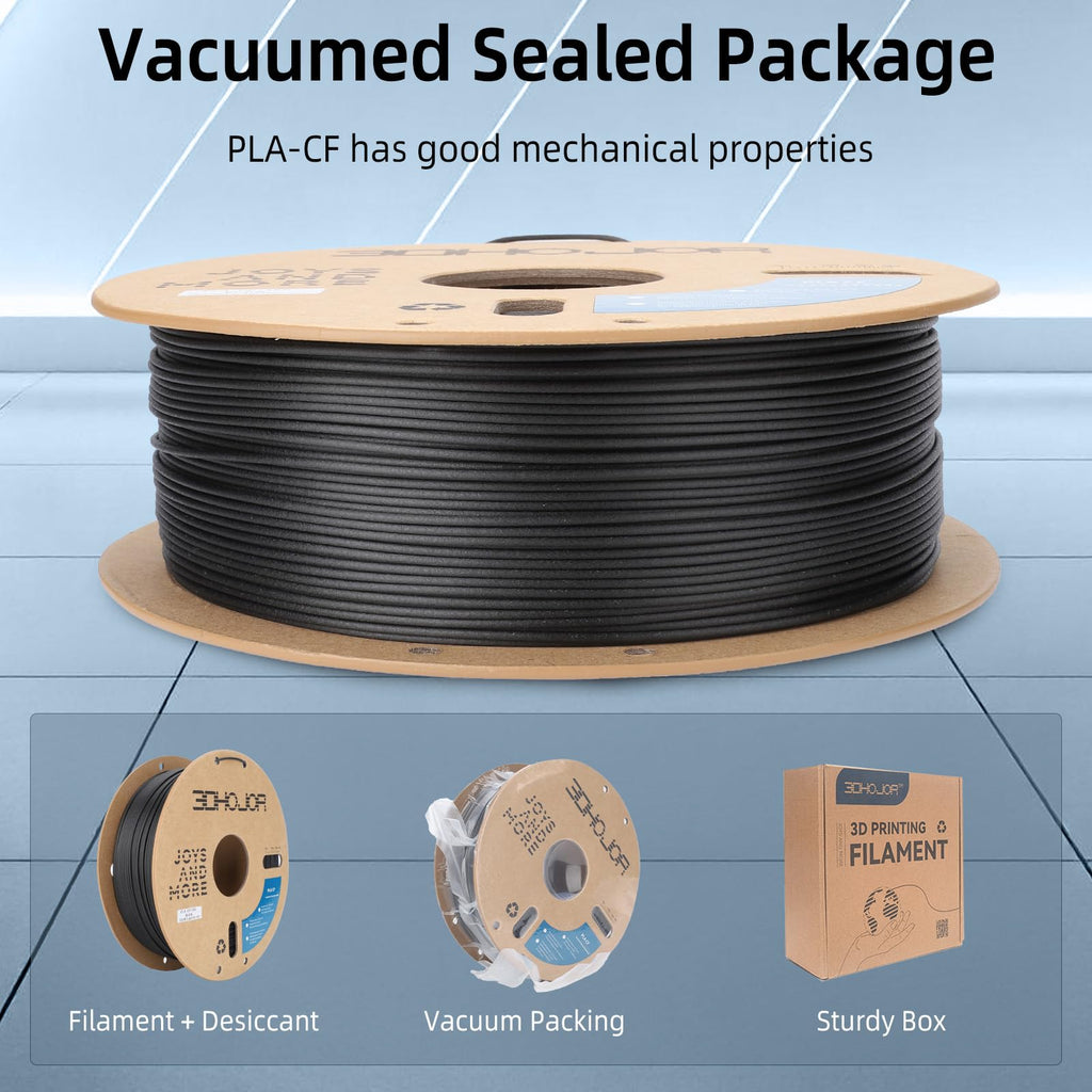3DHoJor Carbon Fiber PLA Filament 1.75mm 1KG*2 Bundle, PLA-CF Filament 3D Printer Filament Dimensional Accuracy +/- 0.03mm, Fits for Most FDM 3D Printers-Black*2