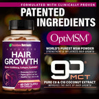 (2 Pack) Hair Growth Vitamins for Women | Biotin 10,000mcg, Collagen, Patented OptiMSM®, goMCT®, Saw Palmetto | Naturally Regrow Stronger & Healthier Hair, Skin and Nails | May Stop Hair Loss