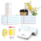 Reallnaive 12 Set Teacher Appreciation Gifts 2 Cup Drink Carrier with Greeting Card Ribbon Disposable Cup Holders with Handle for Back to School End of Year Party Favors (White,Stripe)