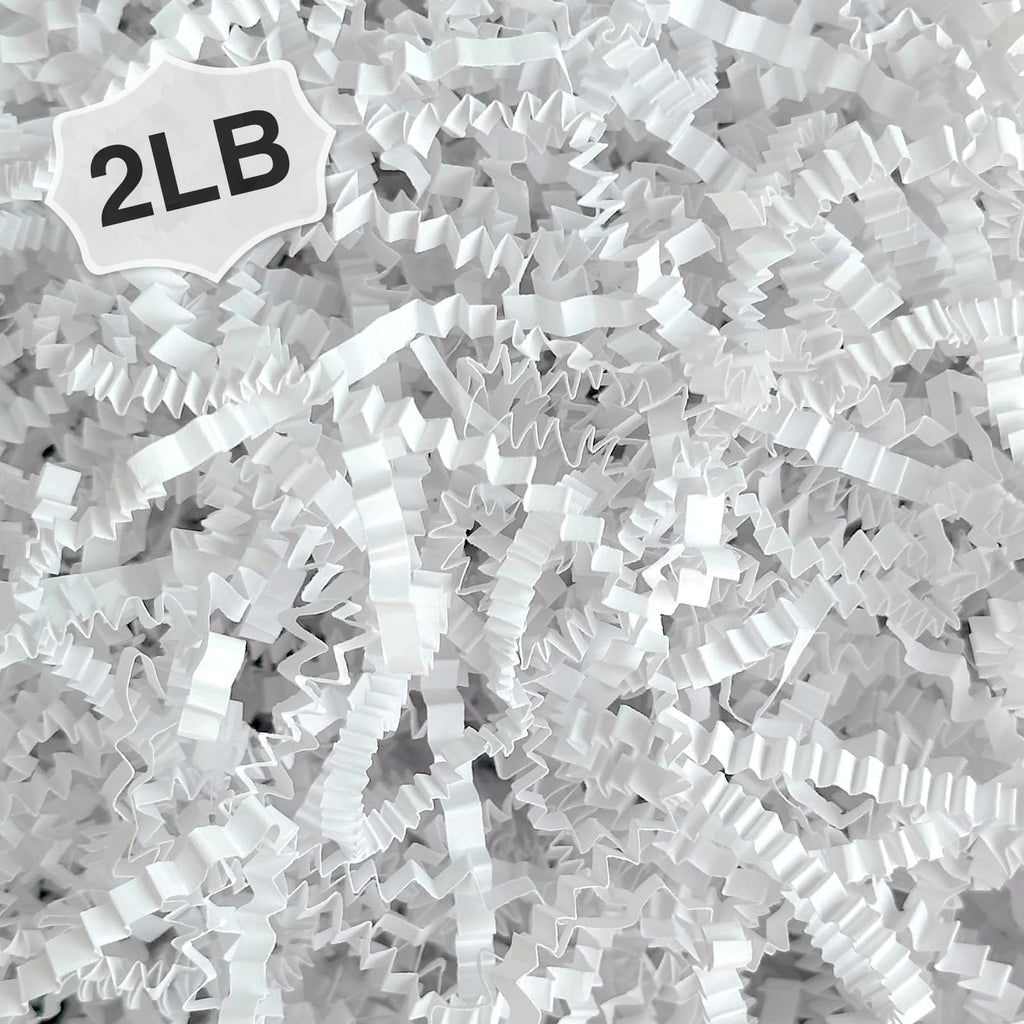Corlcol 2LB Crinkle paper Shred Paper Filler For Gift Box Basket Bags On Holiday(White).