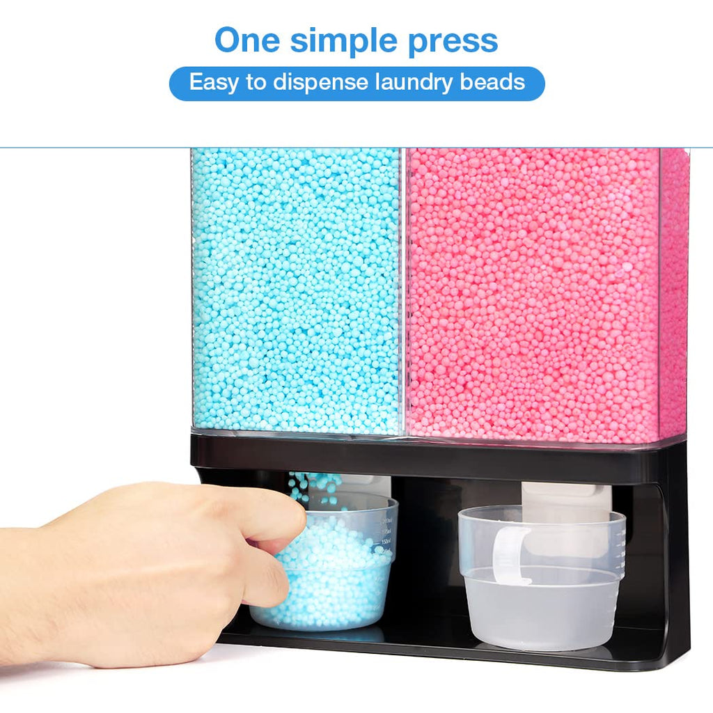 Conworld Laundry Detergent Dispenser, Wall-Mounted Scent Booster Beads Dispenser for Laundry Organizer, Laundry Beads Container, Rice Dispenser, Black