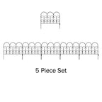 Metal Garden Fencing - Set of 5 Interlocking Panels for Flower Beds and Landscaping - Decorative Scroll Edging with Lawn Stakes by Pure Garden (Black)