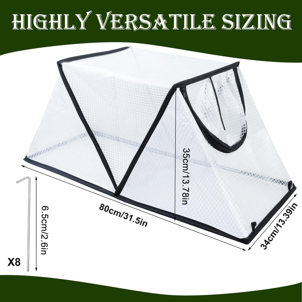 2Pack Garden Row Accelerator Plants Cover, Foldable Raised Garden Bed Cover with Zipper Door Waterproof Small Greenhouse Plant Cage Guard Protector for Vegetable Flower Fruits from Animals,31×13×14In