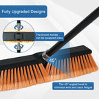 PBHEPJ 18 Inchs Push Broom Outdoor Heavy Duty, Shop Broom with 60" Long Handle for Cleaning Outdoor or Indoor Tile, Garage, Shop, Deck, Concrete, Wood, Stone, Patio Floor, 2 Pack