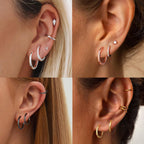 ChicSilver 925 Sterling Silver Huggie Hoop Earrings for Women Hypoallergenic White Gold Plated Cartilage Earrings Silver Huggies Earrings for Women 10MM
