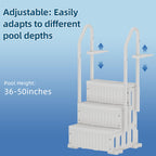 UPHYB Pool Ladder, 3-Step Pool Stairs with Double Handrails and Non-Slip Steps for 36-50” Above Ground and In-Ground Pools, White