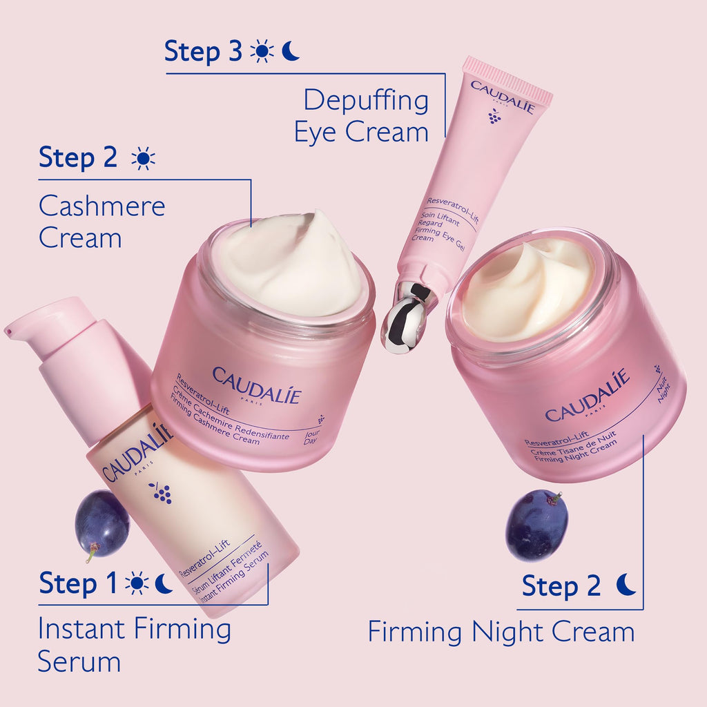 Caudalie Resveratrol-Lift Firming Depuffing Eye Gel Cream with Peptides, Hyaluronic Acid, and Vegan Collagen I - 15 mL