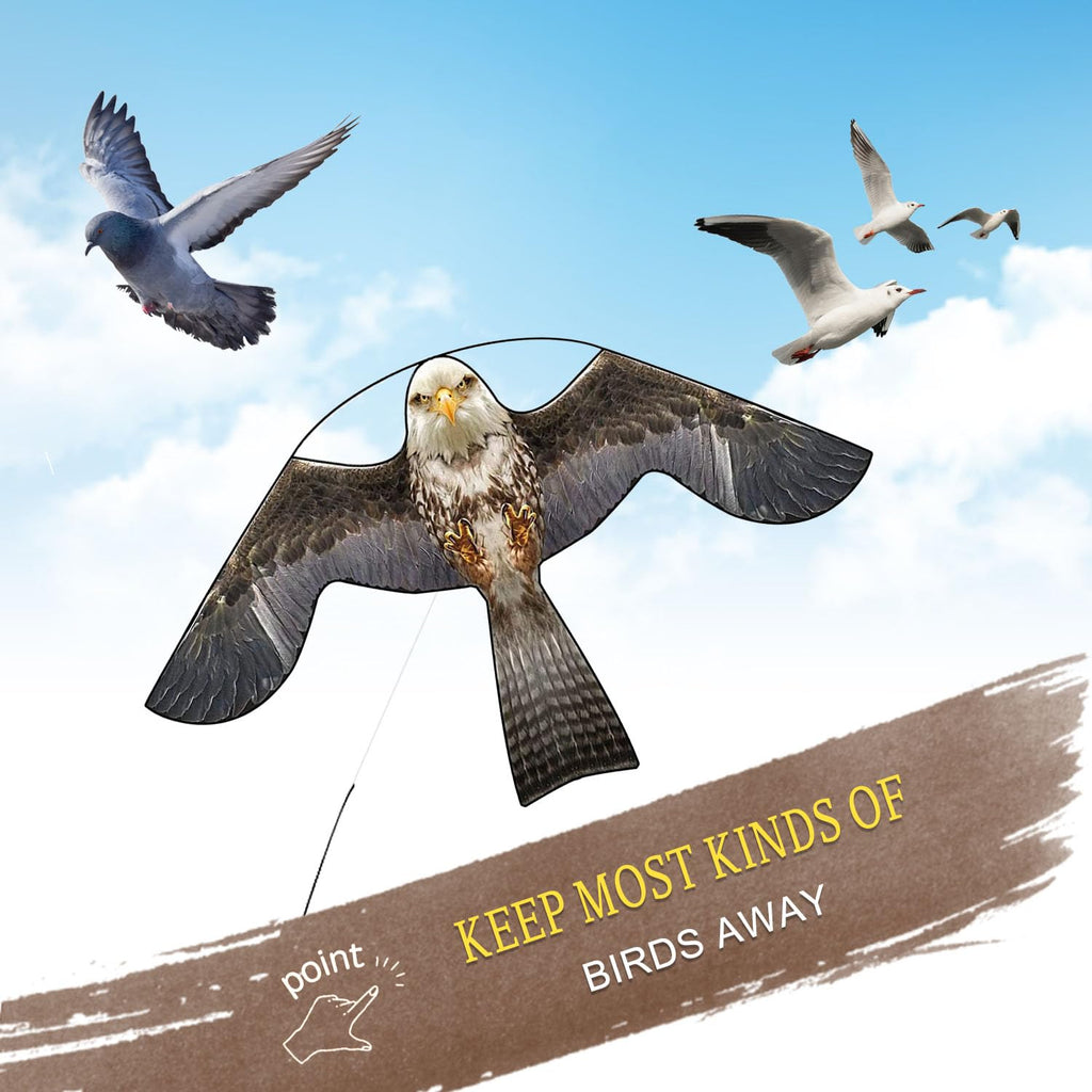 Flerigh Bird Hawk Flying Kite with Pole Crops Farm Protector Bird Scarer Flying Kite with 4m Pole-Style B