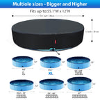 QH.HOME 55.1 inch Kiddie Pool Cover Round, Collapsible Dog Pool Cover with Super Windproof Ratchet Design, Odorless Waterproof Fabric Material and - Only Cover