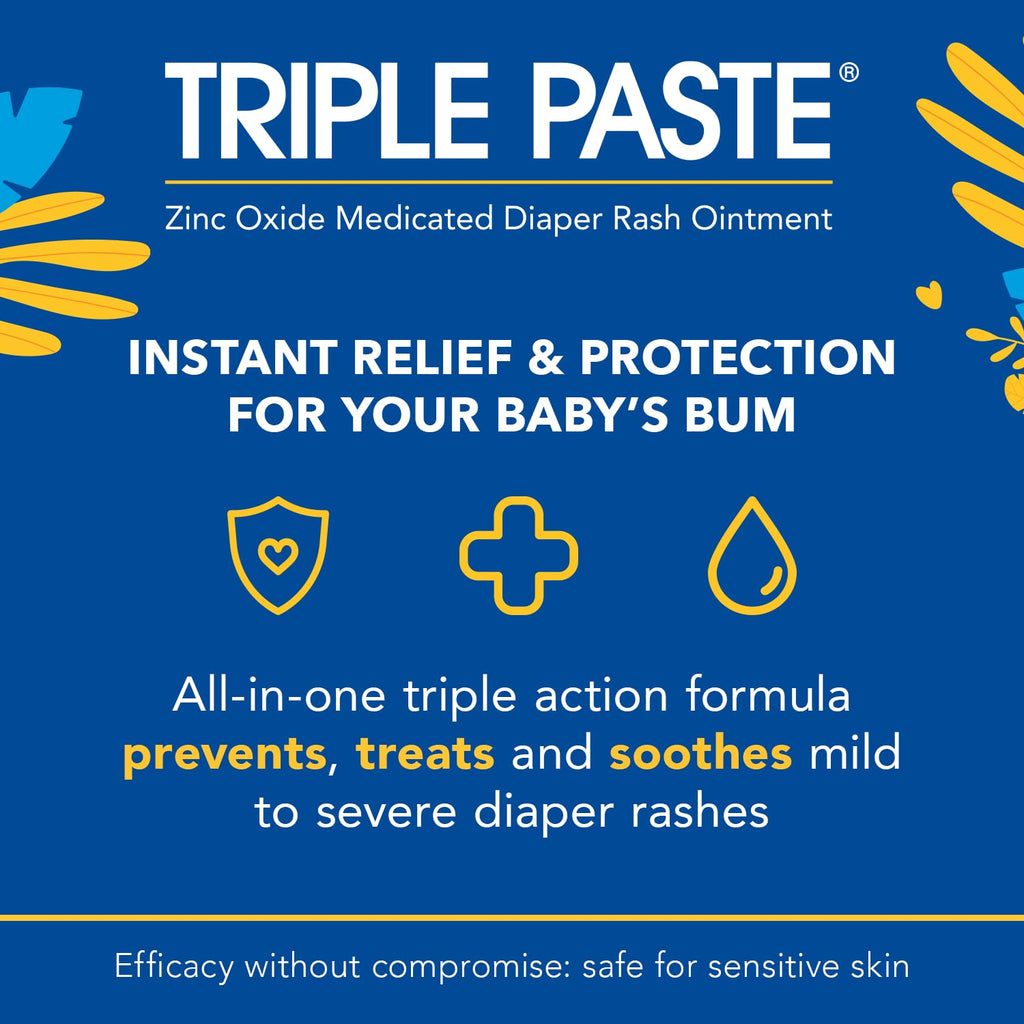 Triple Paste Diaper Rash Cream, Hypoallergenic Medicated Ointment for Babies, 16 oz (Packaging May Vary)