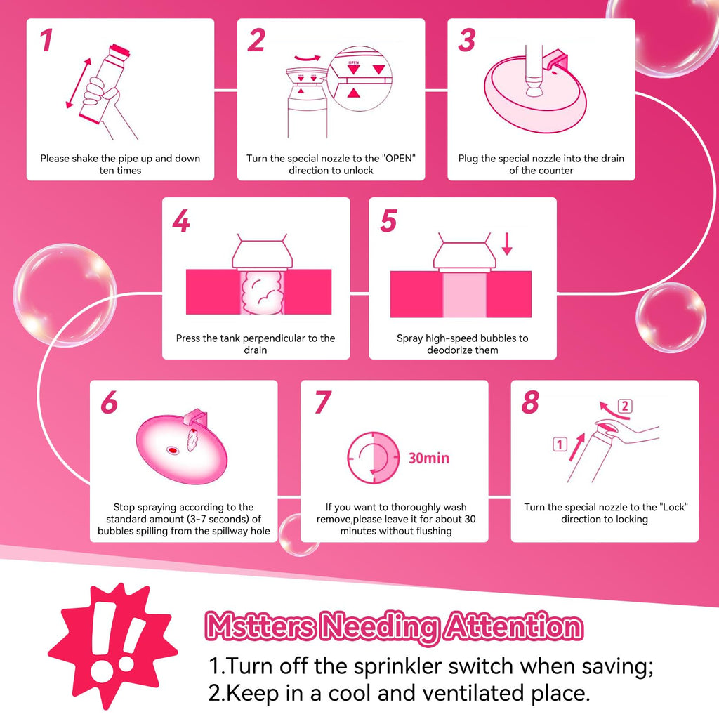 Foaming Drain Cleaner, Sink Cleaner and Deodorizer, Drain Clog Remover for Kitchen Sinks, Tubs, Shower Drains (3 Pcs)