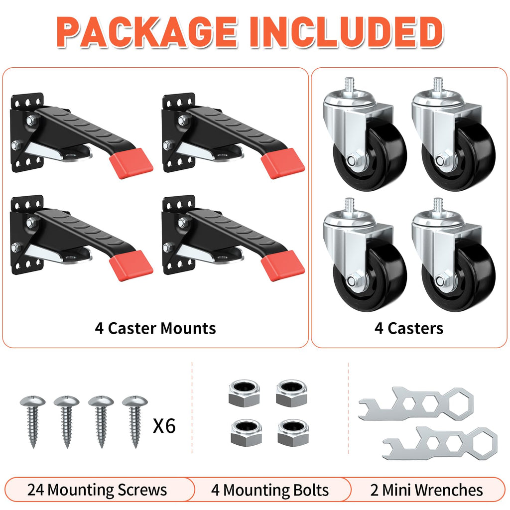 SPACEKEEPER Workbench Casters kit 920 Lbs- Retractable Casters, 4 Pack
