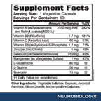Neurobiologix Glutathione Ultra, L-Glutathione Antioxidant Complex with Vitamin C, A, B2, B6, Zinc, Selenium, Manganese, Taurine & Quercetin for Cellular Health, Gluten Free, 60 Vegetarian Capsules