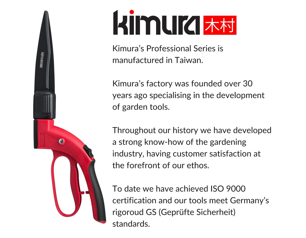 Kimura® Pro Grass Shears - Premium Lawn Shears with 360° Rotating Head, Japanese SK5 Steel Blades, Lightweight, Ergonomic TPR Coated Handles, Garden Shears for Edging and Trimming - 15" Grass Clippers