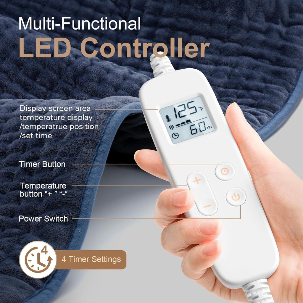 VAAGHANM Heating Pad: 33 x 17 inches Electric Heating Pad for Back -Extra Large Heat Pad for Shoulder/Neck/Knee/Arms - Upgraded 6 Timer & 6 Temperature Controller -Auto Shut Off- Gift for Mom