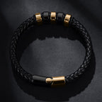 LJWVX Mens Black Leather Bracelets, Braided Leather Wristband CuffBracelet for Men, Gift for Dad