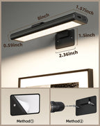 EZVALO Picture Light for Wall, Rechargeable 2400mAh Lights Wireless with IR Remote, 3 Color & Dimmable Magnetic 7.8'' LED Lights Display for Painting, Living Room, Gallery, Bedroom(Black-3P)