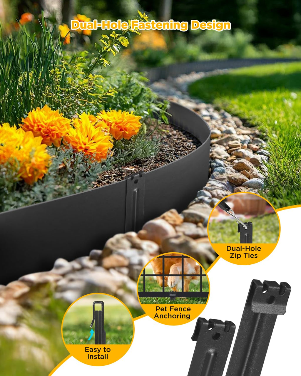 Landscape Edging Metal Stakes, 10 Inch Heavy Duty Garden Stakes (10 Pcs)