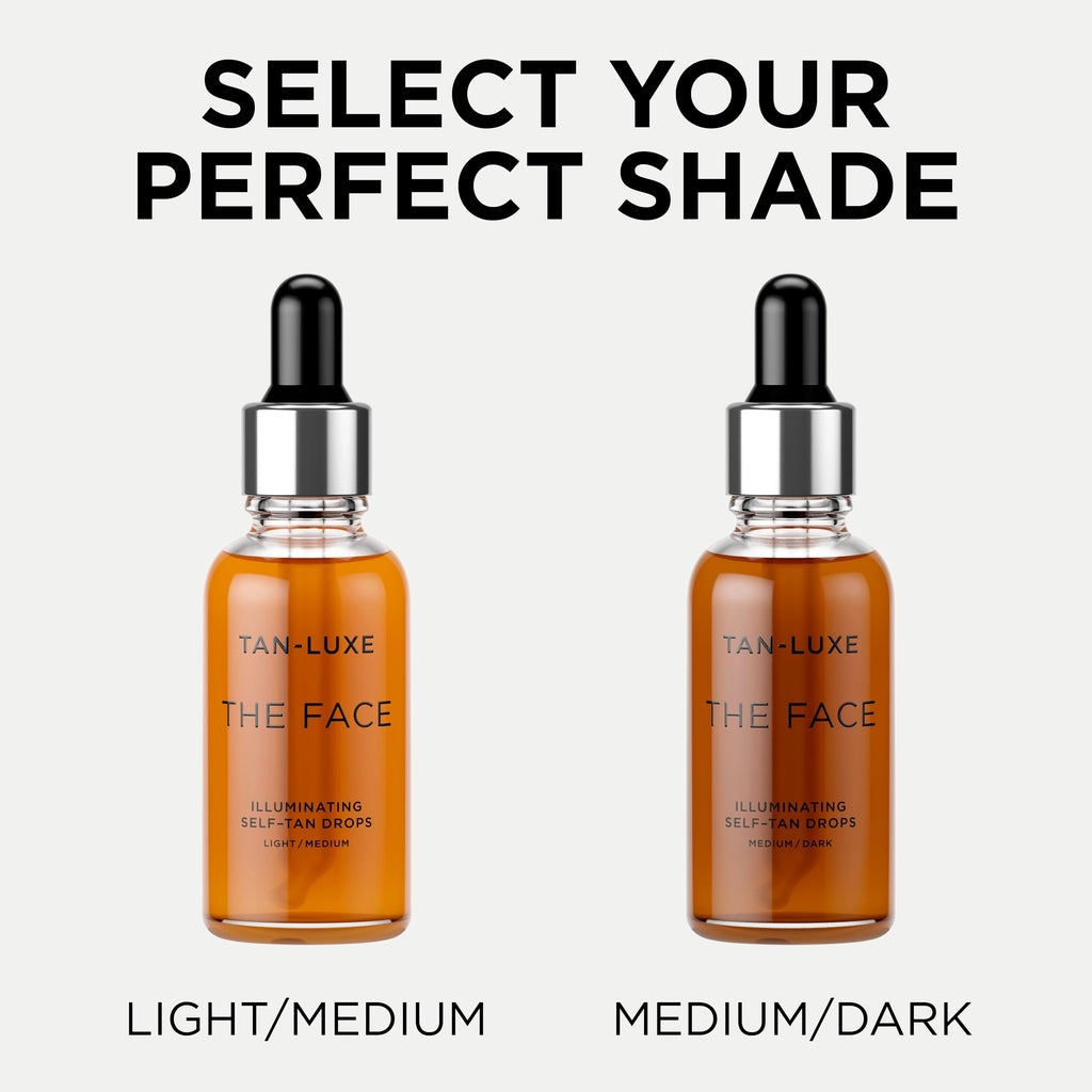 Tan-Luxe The Face, Illuminating Self Tan Drops, Custom Face Tanner for a Natural Looking Glow, Skincare Benefits, Mix with Moisturizer or Serum, Cruelty-Free, 1.01 fl. oz