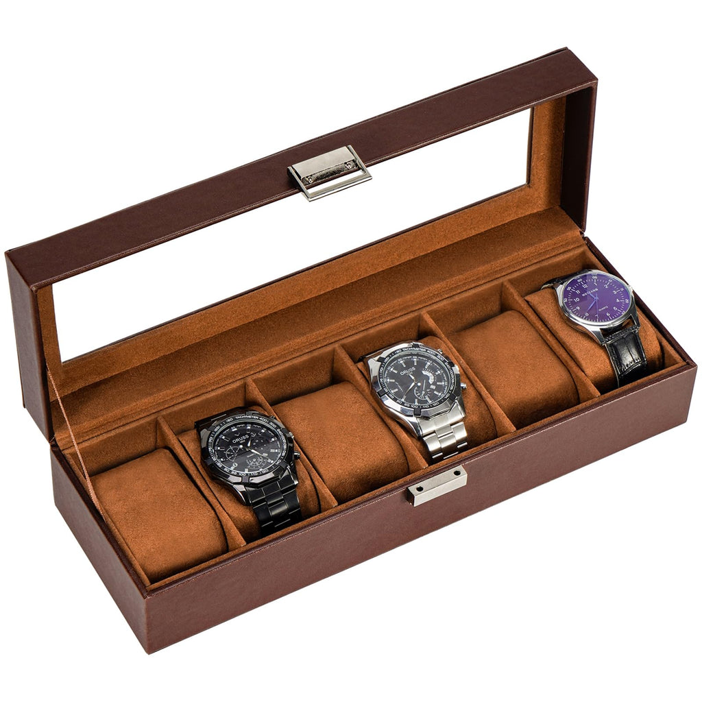 ProCase Watch Box, 6 Slot Mens Watch Display Case, Espresso