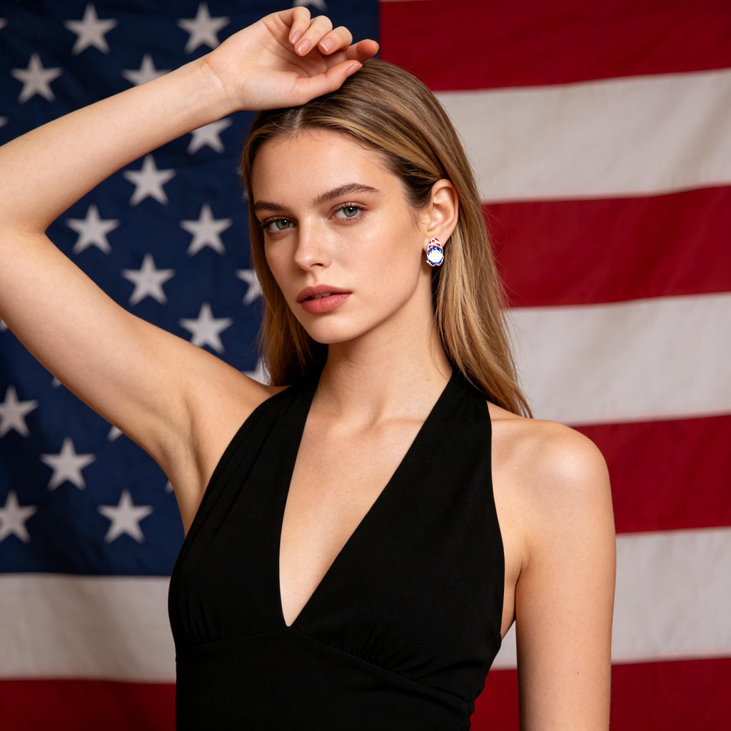 MALOYANVE 12 Pairs 4th of July Stud Earrings for Women Dainty Red Blue Star American Flag Butterfly USA Patriotic Studs Independence Memorial Day Earrings Party Favor Decor Accessory Jewelry Gifts (12 Pairs 4th of July Earrings)