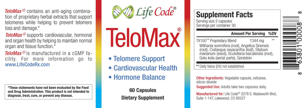 Life Code TeloMax - Telomere Supplement Promotes Healthy Cellular Function