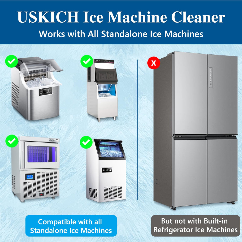 Ice Machine Cleaner Maker Descaler - Nickel Safe Descaler, Ice Maker Cleaner Compatible with Whirlpool, Scotsman, KitchenAid, Affresh, Hoshizaki, GE Opal Cleaning Kit, (1Gallon, 33 Uses)