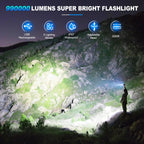KINGCAESAR Flashlights High Lumens Rechargeable, 2 Pack 90,000 Lumens Super Bright Flashlight, 5 Modes LED Flashlight, IPX7 Waterproof Powerful Flash Light for Home, Outdoor Activities