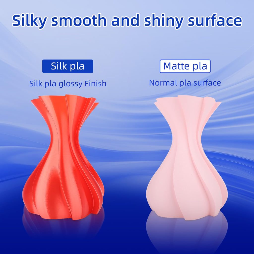 3DHoJor Silk PLA Filament 1.75mm, PLA Filament 1.75mm Silk Shiny 3D Printer Filament, 1kg*2 Cardboard Spool, Dimensional Accuracy +/- 0.03 mm, Fit Most FDM Printer(Silk Red+Blue)