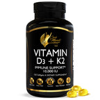 Cocó March N.M.D Vitamin D3+K2 10,000 IU - High Potency Supplement for Women & Men, Immune Support, Bone & Joint Health - Gluten-Free, Non-GMO, 4 Month Supply, 250 mcg D3, 180 mcg of Vitamin K2