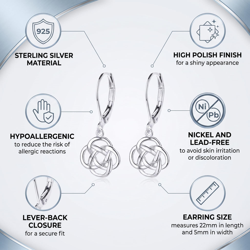 Sterling Silver Celtic Leverback Earrings