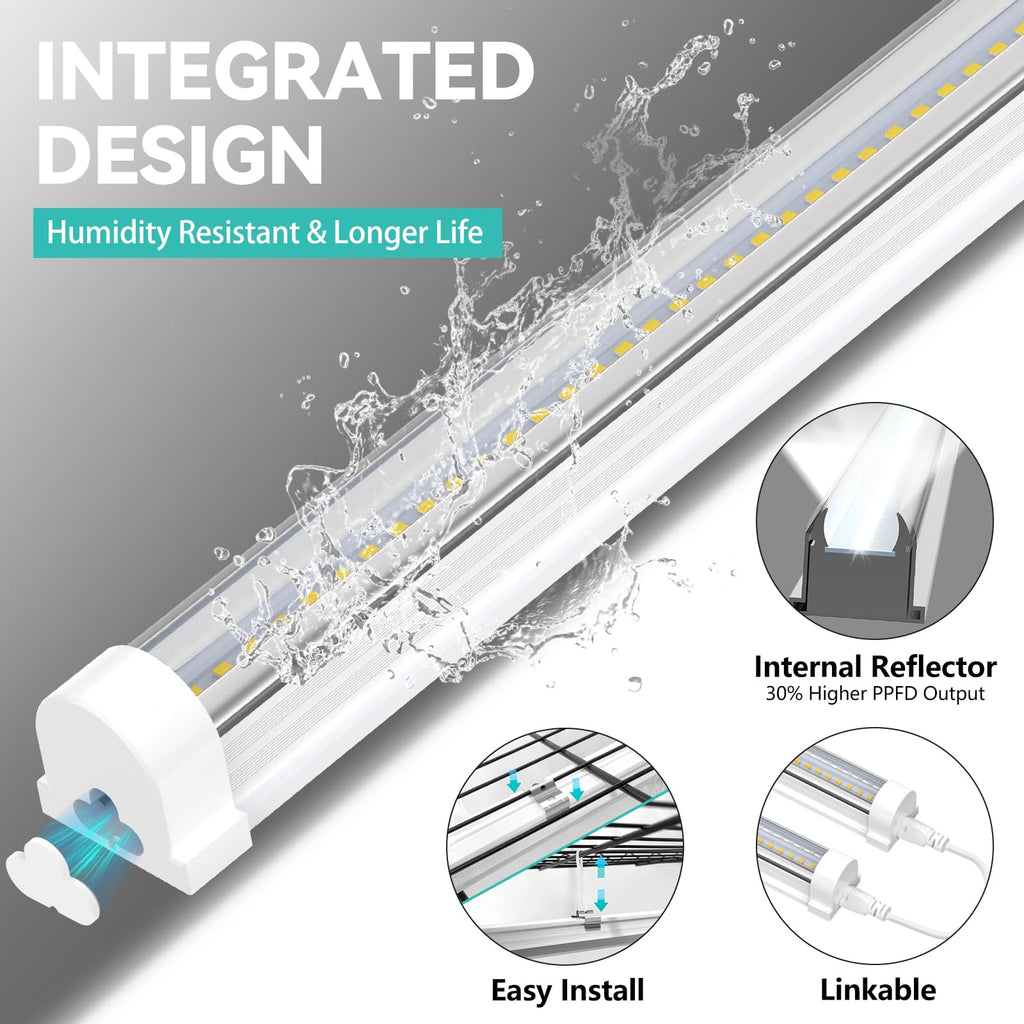 JESLED 4FT Grow Lights, 5000K Full Spectrum Sunlight White, V-Shaped Beam