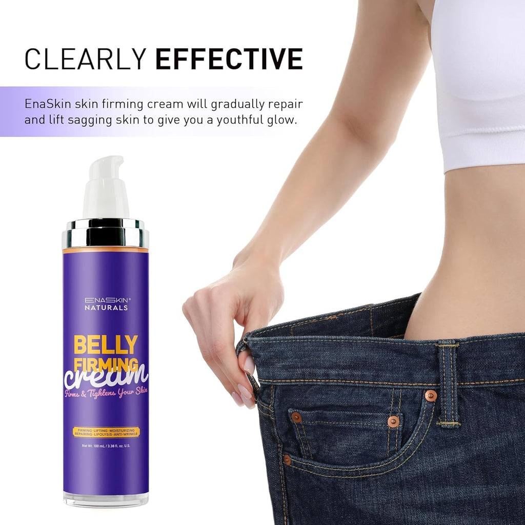 Enaskin Naturals Belly Firming Cream: Hibiscus & Honey Skin Tightening Cellulite Cream - Women Body Lotion for Firmness and Lift of Thighs & Stomach - Tummy Butter Stretch Marks - Purple 120 mL
