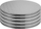 O’Creme Cake Board, Silver Foil Round Cake Circles with Gorgeous Design, Sturdy & Durable 1/2” Thick Cake Drums, Round Cake Boards with 18” Diameter, Pack of 5 Disposable Cake Drums