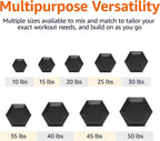 Amazon Basics Rubber Hex Dumbbell Hand Weight with Comfortable Grip for Home and Gym, 15 Pounds, Single