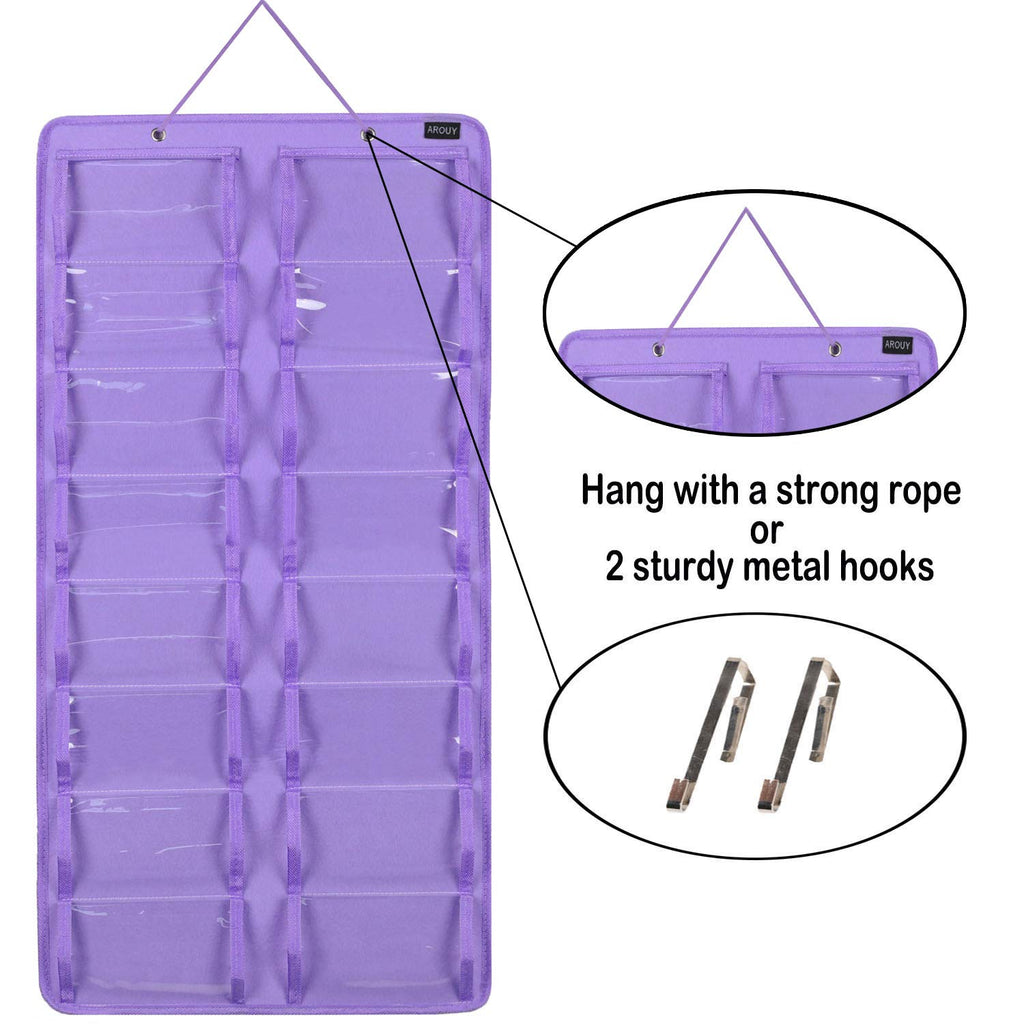 AROUY Sunglasses Organizer Storage, Hanging Dust Proof Wall Pocket Glasses Organizer - 16 Felt Slots Sunglass Organizer Holder with Metal Hook and Sturdy Rope (Dust Proof, Purple)