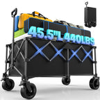 45.5" L Kitsure Collapsible Wagon with Wheels, 440LBS Heavy Duty Cart
