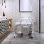 GreenChief Bedside Commode Chair 500 LBS, Padded Transfer Bench for Bathtub with Arms and Backrest, Heavy Duty Tub Shower Chair Adjustable Bath Seat for Inside Shower for Elderly Disabled
