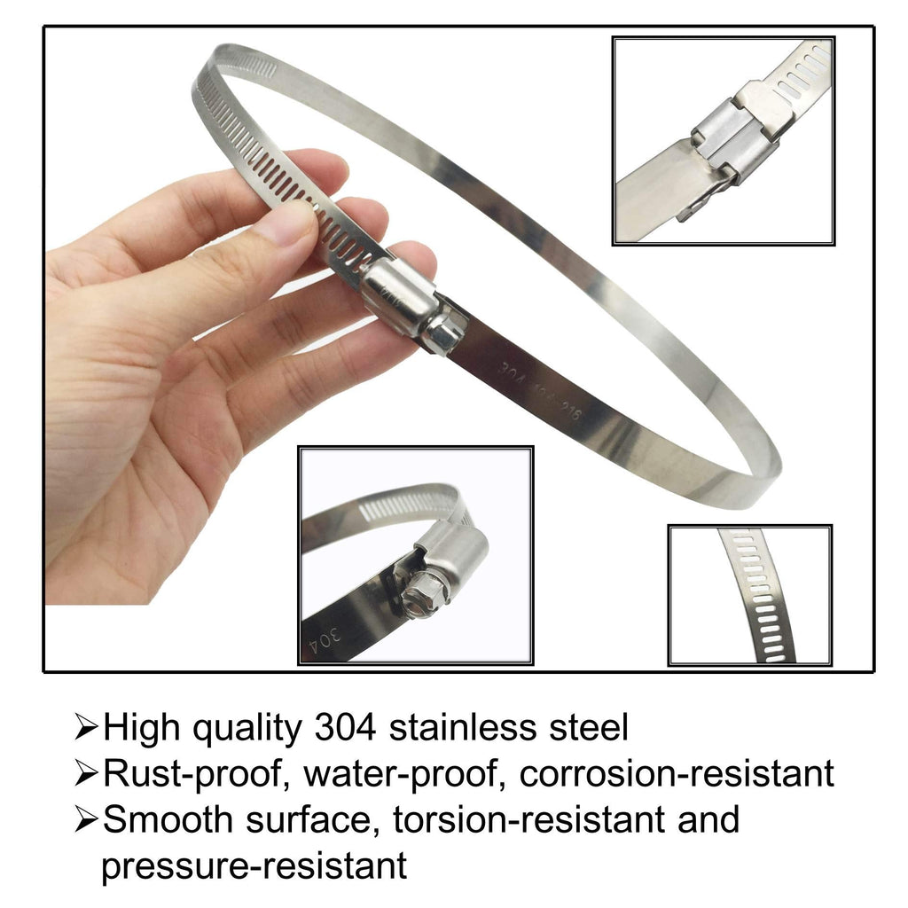 EesTeck 6 Inch Adjustable 304 Stainless Steel Duct Clamps Hose Clamp (4Pcs)
