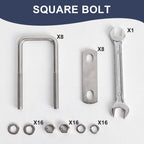 SRZTXU 8 Sets M8 Square U-Bolts,u-Bolts 1.5 inch Wide,304 Stainless Steel Square u-Bolts,with Nuts,Bolt Plate and washers (8, M8 x 40mm x 100mm)