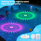 2026 Upgrade Solar Pool Chlorine Floater 3 Inch Tablets(2 Pack), 1800mAh Floating Pool Lights with Remote, 42 Lighting, Timer Function, IP68 Waterproof for Inground/Above Ground Pool, Pool Party, SPA