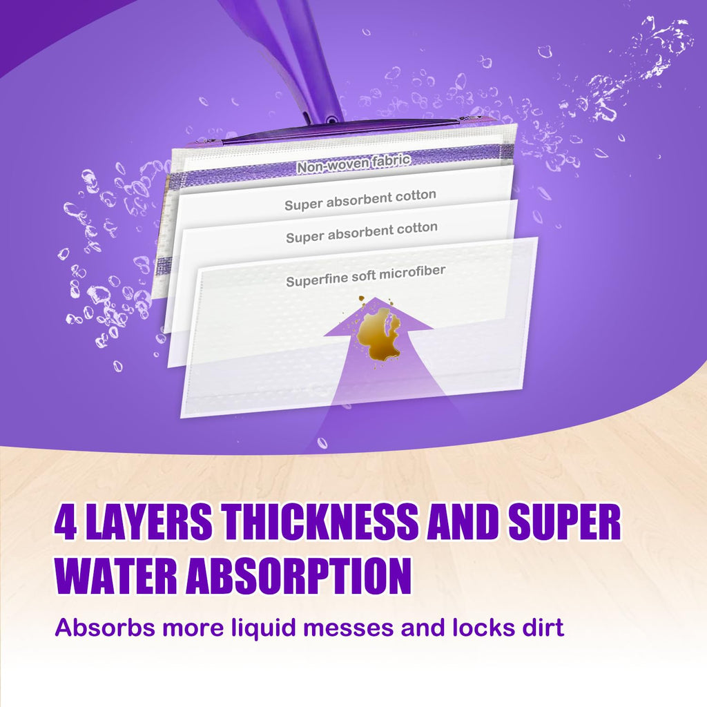Mop Pad Refill Compatible with Swiffer WetJet Spray Mop, Wet Jet Mopping Pads for All Purpose Multi Surface Hardwood Floor Cleaning, 4 Layers Thickened and Super Absorbent, 100 Count.