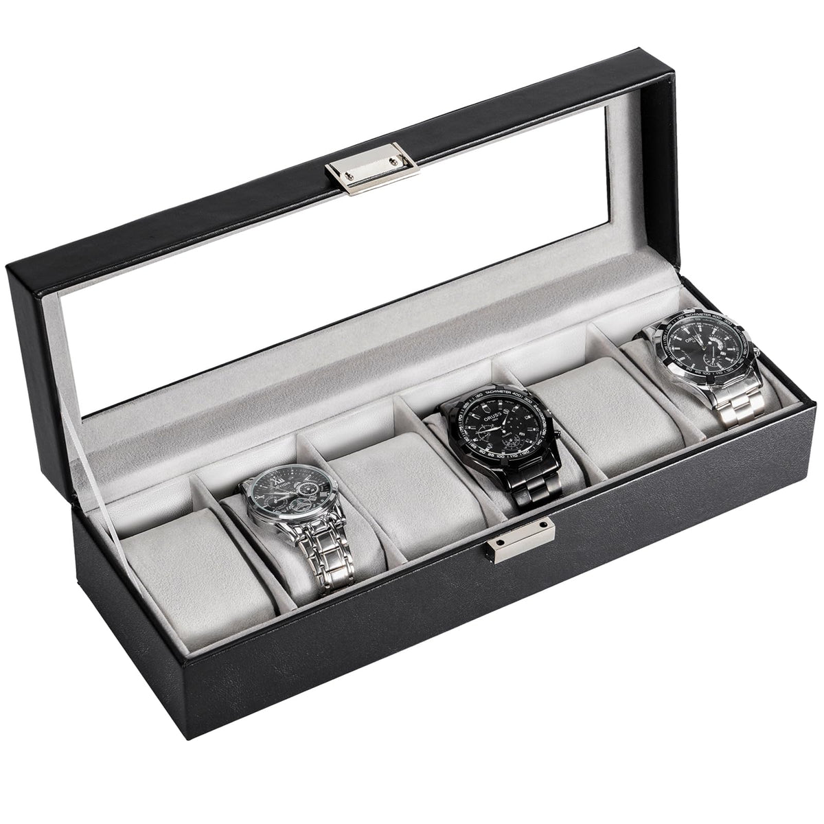 ProCase Watch Box, 6 Slot Mens Watch Display Case, Black